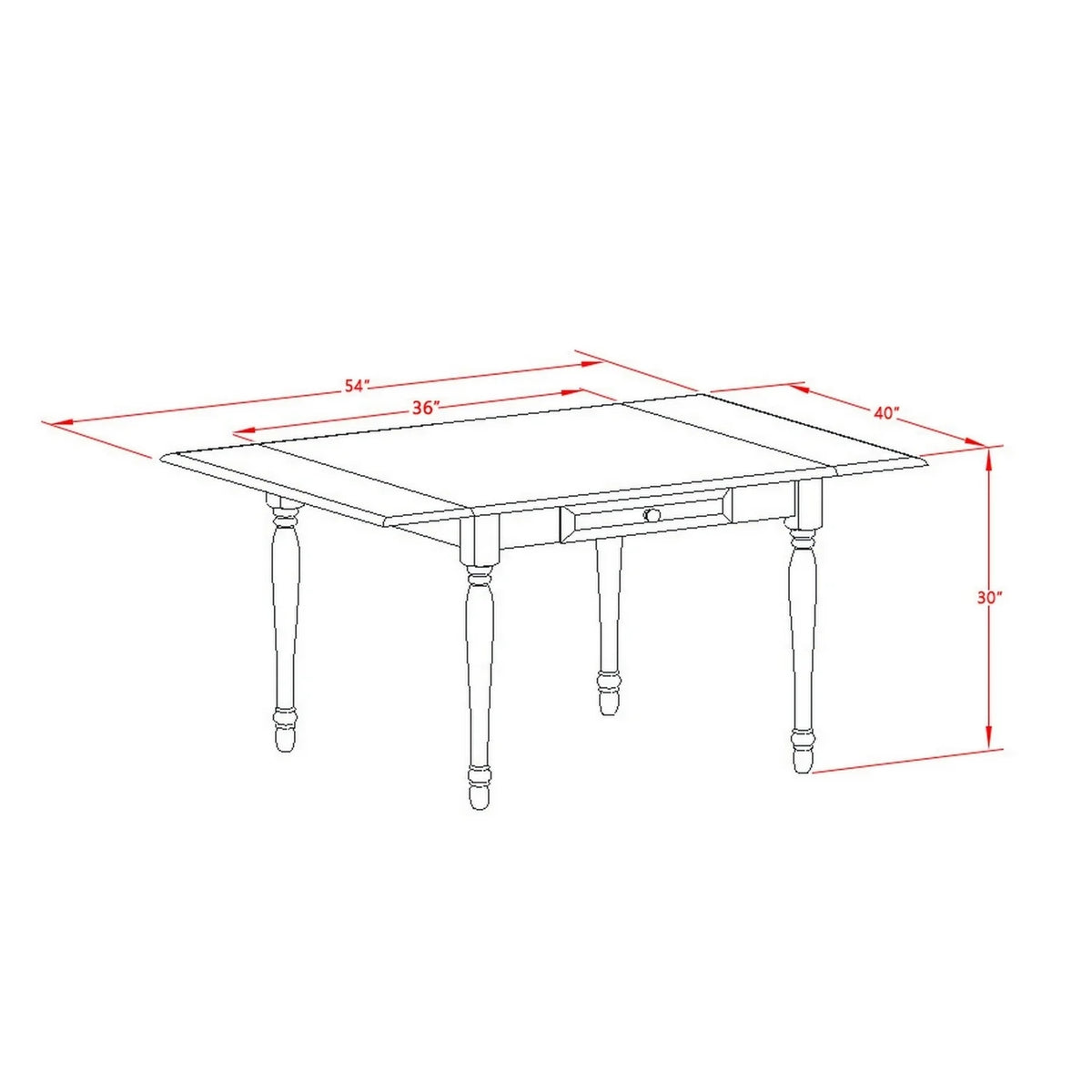 5 Pc Dinette Set with Rectangle Drop Leaf Table and 4 Chairs S625840