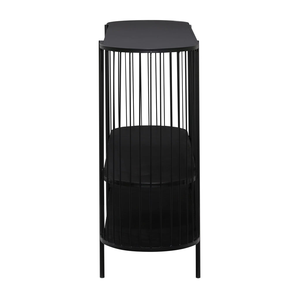 48" x 34" Black Metal 2 Shelf Console Table C67397