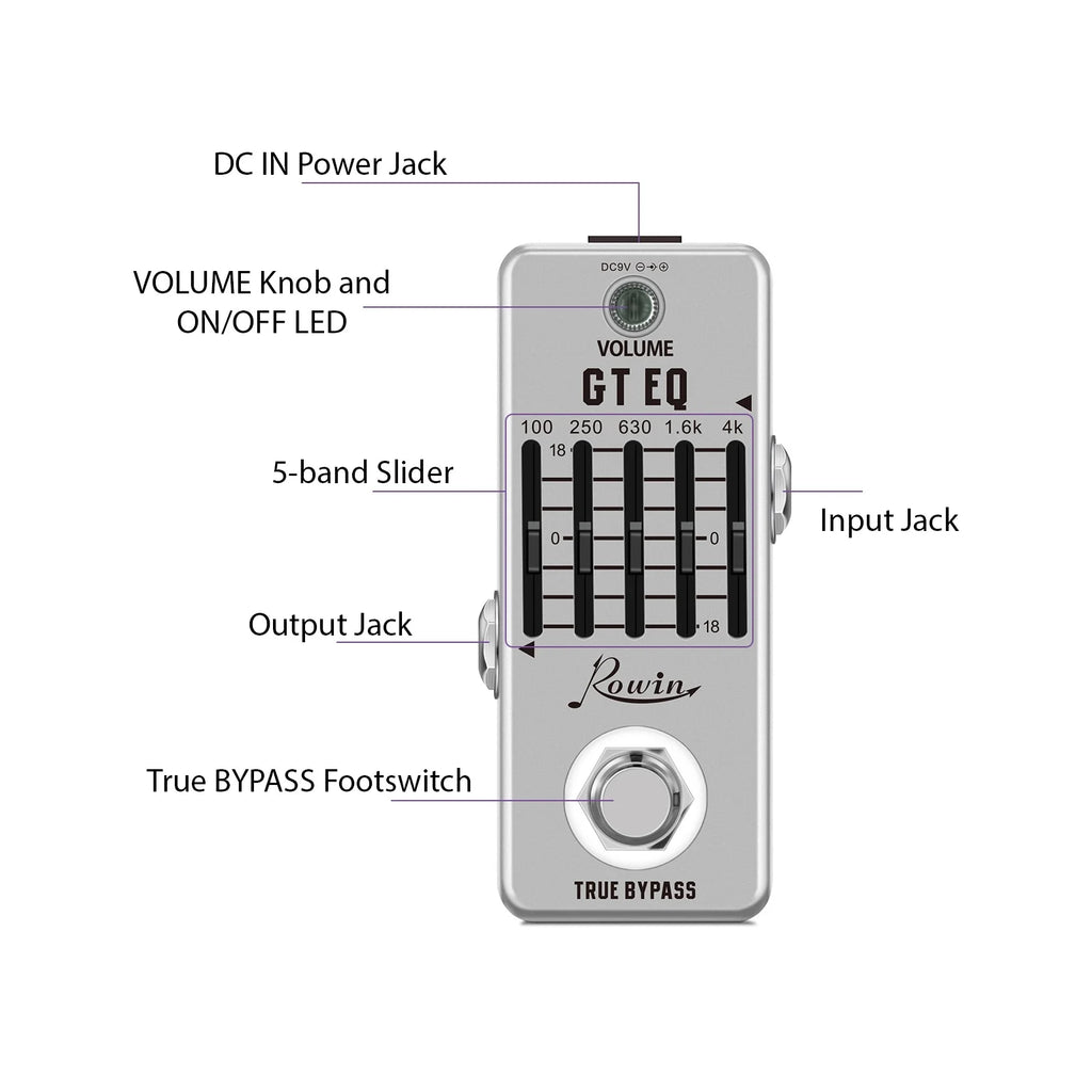 5-Band EQ Pedal for Electric Guitar with True Bypass S864