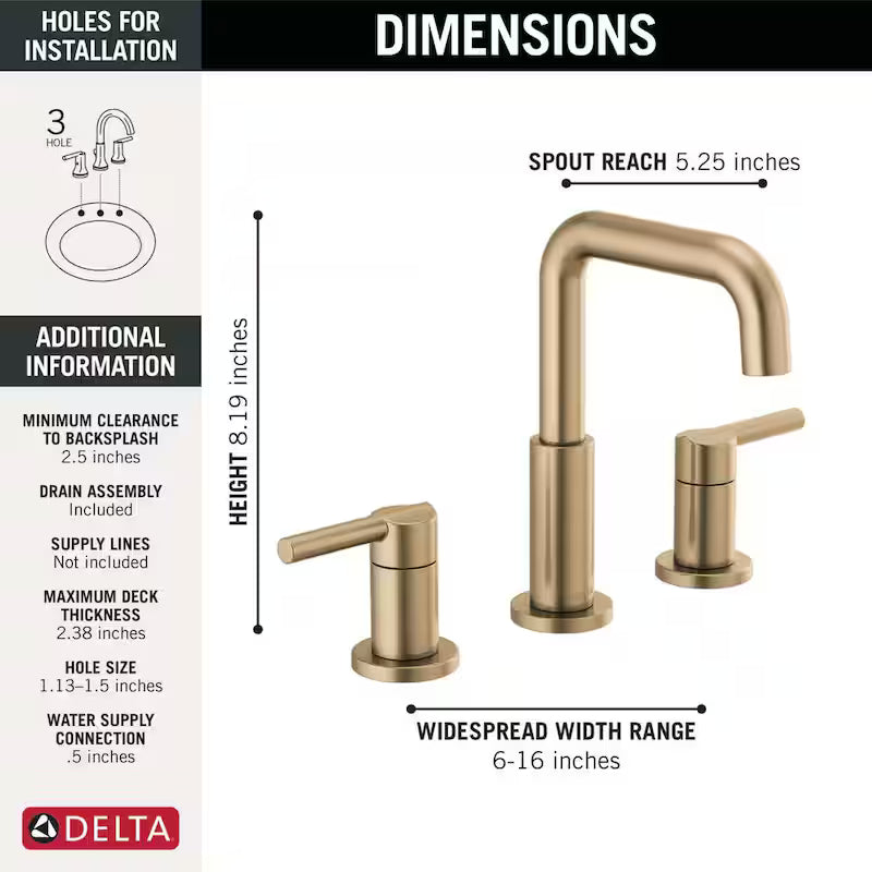 8 in. Widespread Double Handle Bathroom Faucet in Champagne Bronze T38051