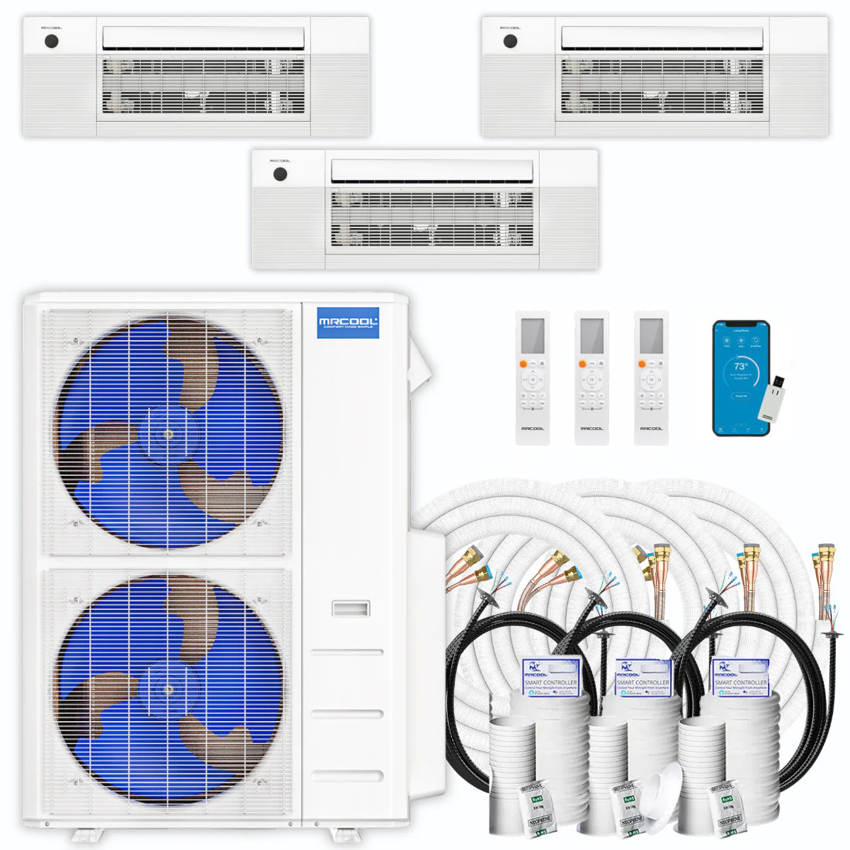 48,000 BTU 3 Zone Ceiling Cassette Ductless Air Conditioner and Heat Pump F43777
