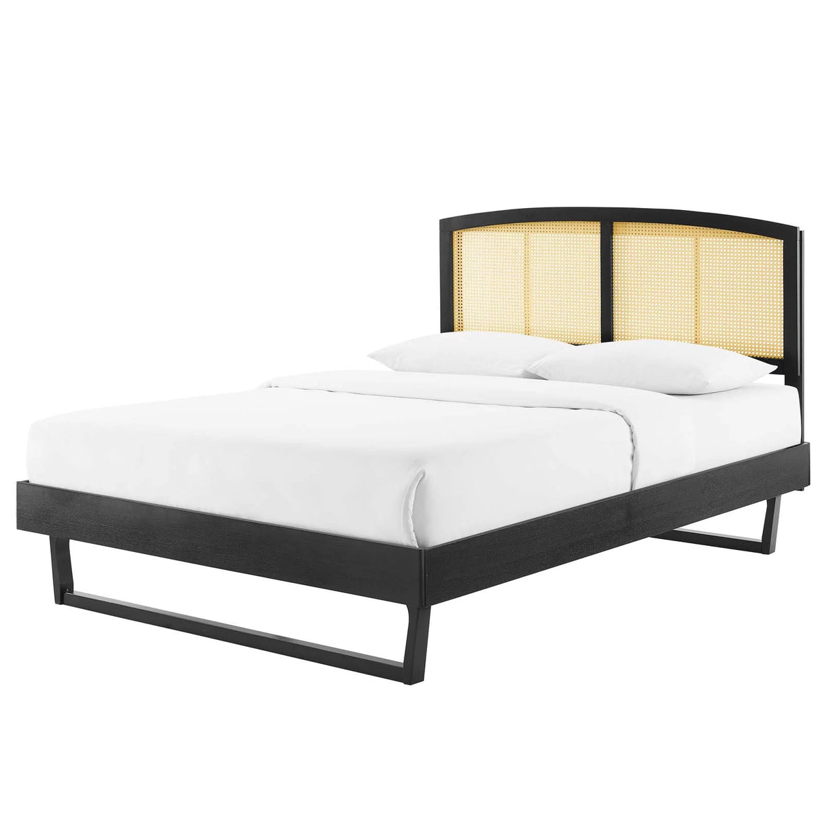 Black Wood Full Size Platform Bed Frame E454