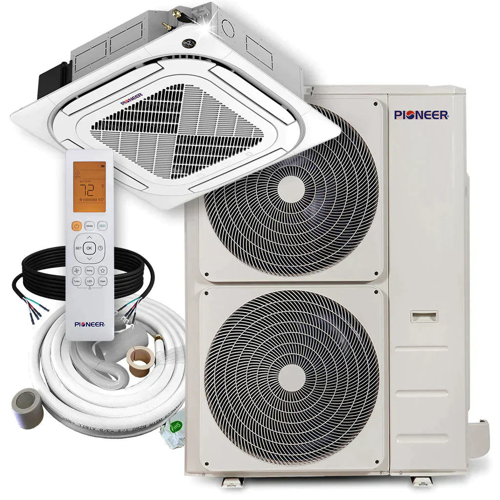 48,000 BTU 17.8 SEER 8-Way Slim Cassette Mini-Split Air Conditioner Heat Pump System with 25 ft. Line Sets I834268