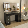 Black Painted Vanity Table with Crystal Knobs L1294