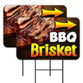 BBQ Brisket 2 Pack Yard Signs 16" x 24" Double-Sided Metal Stakes W62991