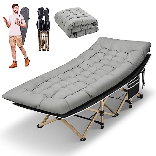 Portable Camping Cot with Thick Mattress and Carry Bag T7073