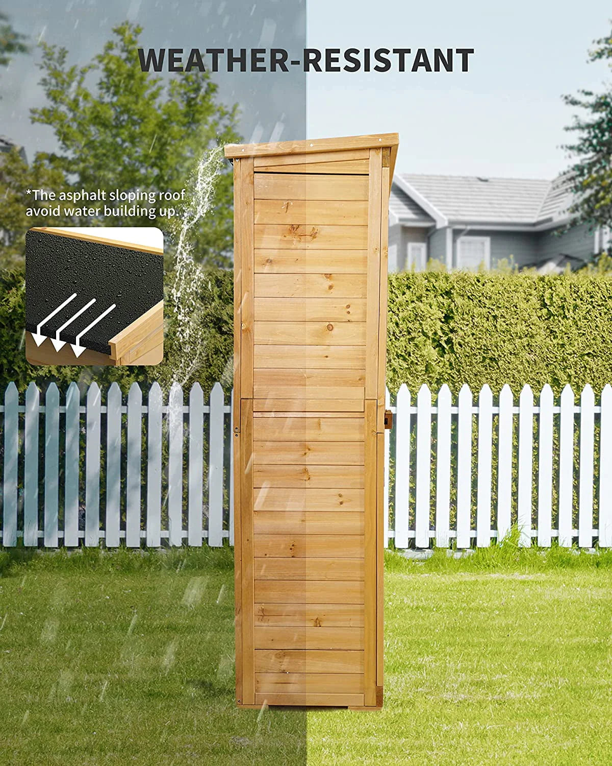 Outdoor Storage Cabinet with Asphalt Roof Q5430