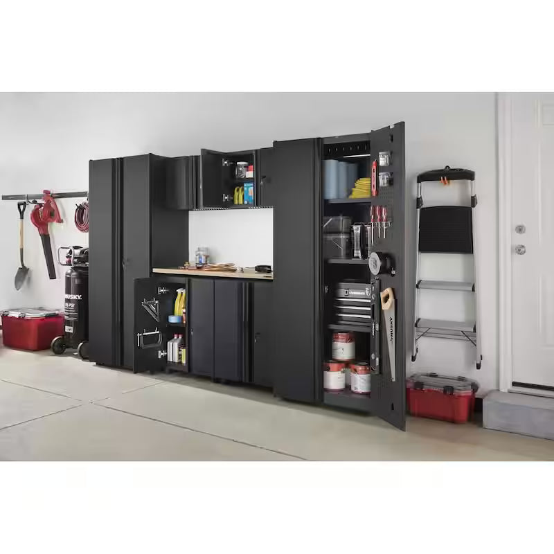 7 Piece Welded Steel Garage Storage System Black N919292