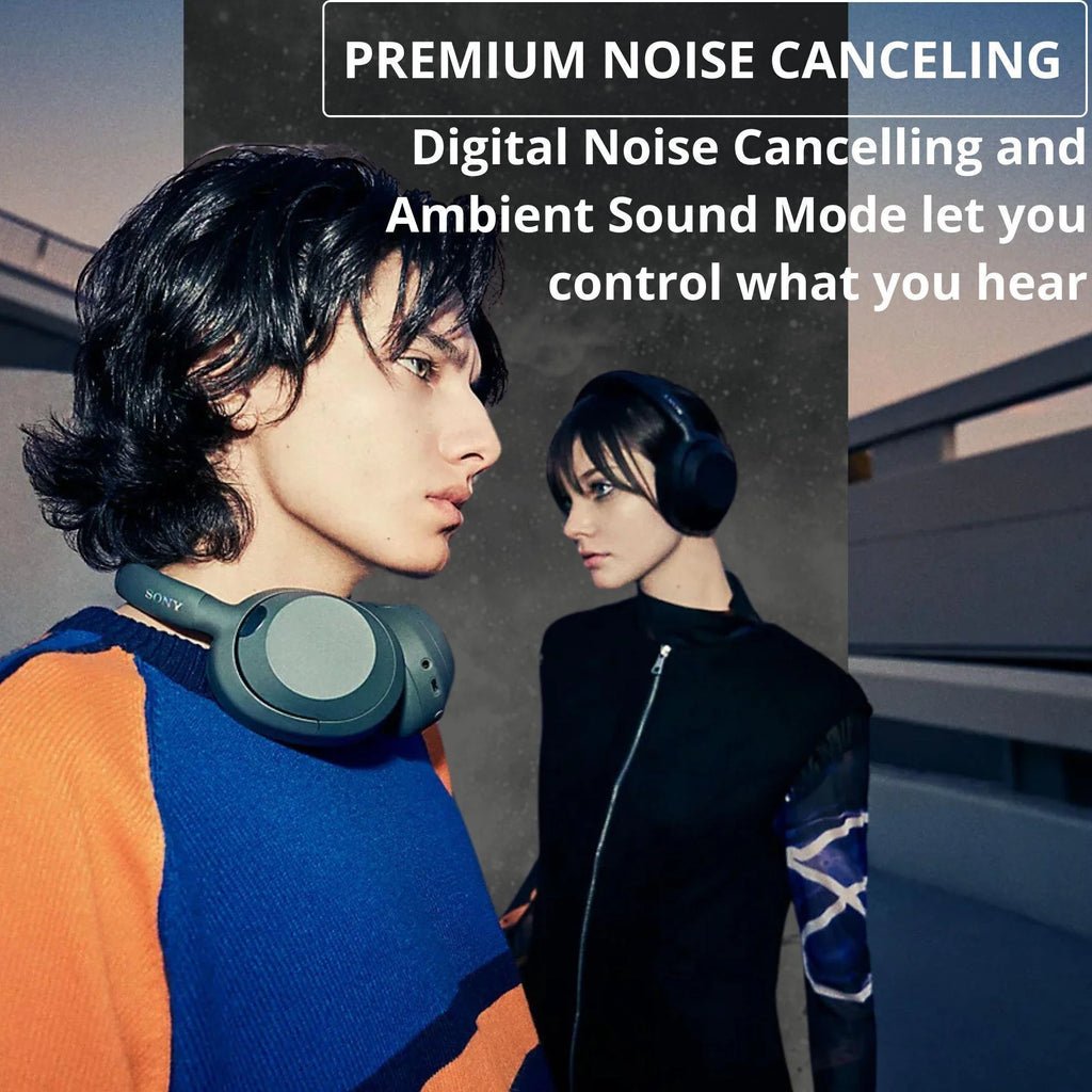 Black Noise Cancelling Headphones with USB Hub and Headphone Stand W6896