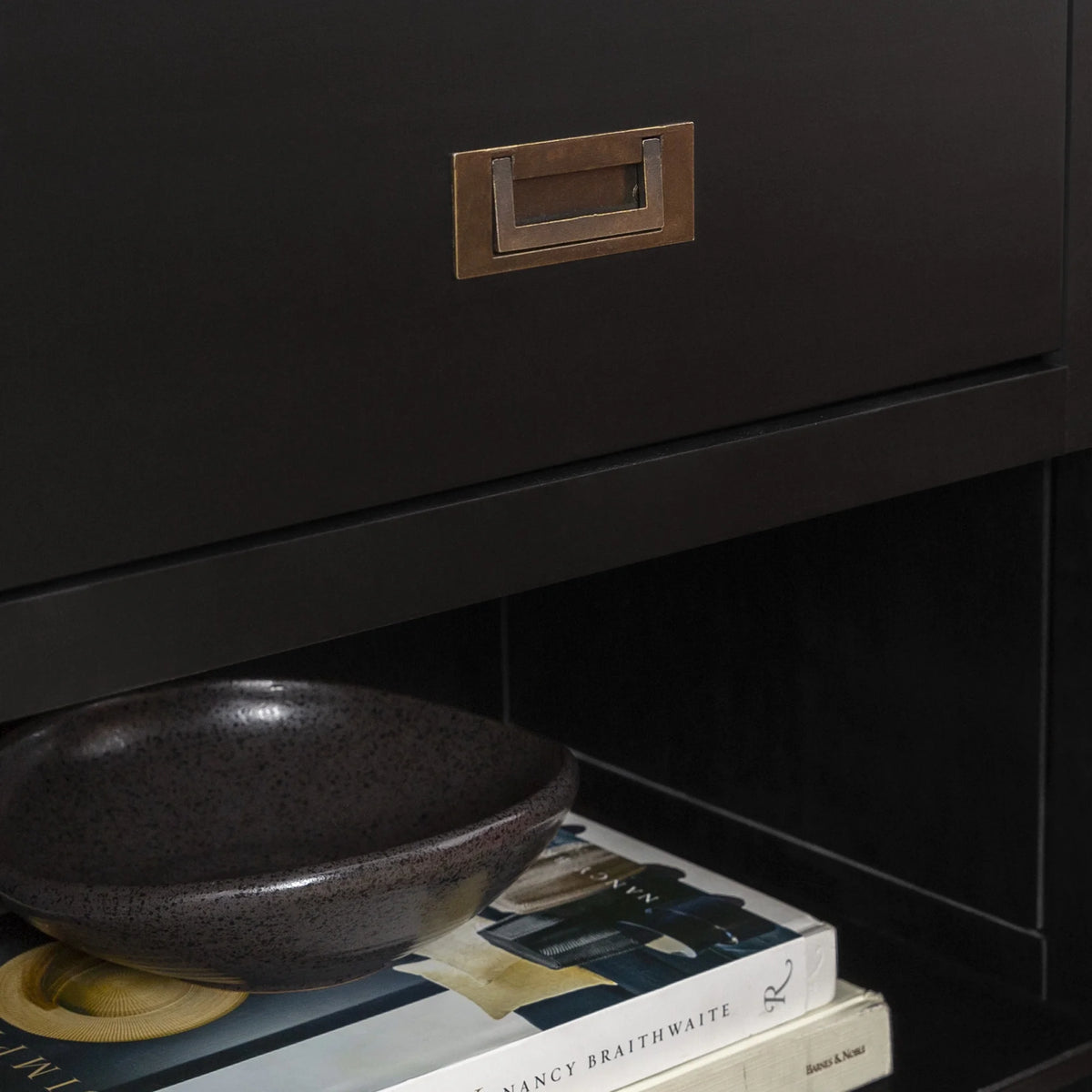 Set of 2 Black One Drawer Storage Nightstand U4509
