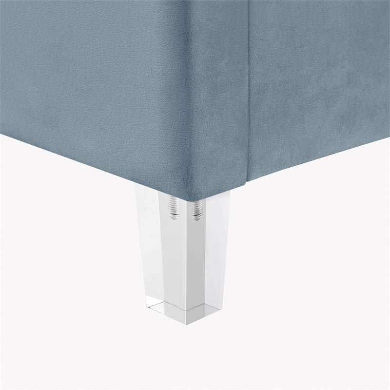 Velvet Full Platform Bed Slate Blue X602