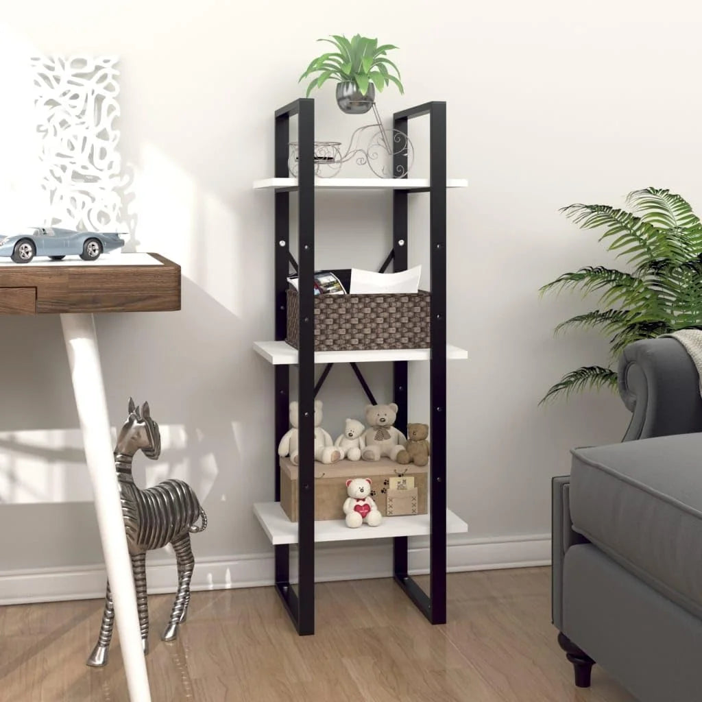 White 3-Tier Engineered Wood Bookshelf K7436