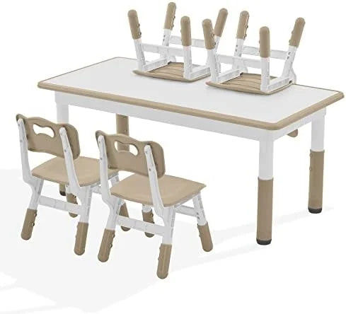 Height Adjustable Plastic Children Study Table and Chairs Set with 4 Seats T731