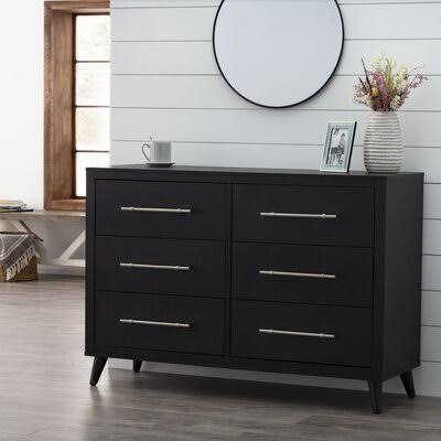 Black 6 Drawer Double Dresser Z87954