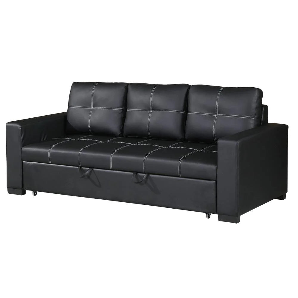 Faux Leather Convertible Sofa in Black H53966