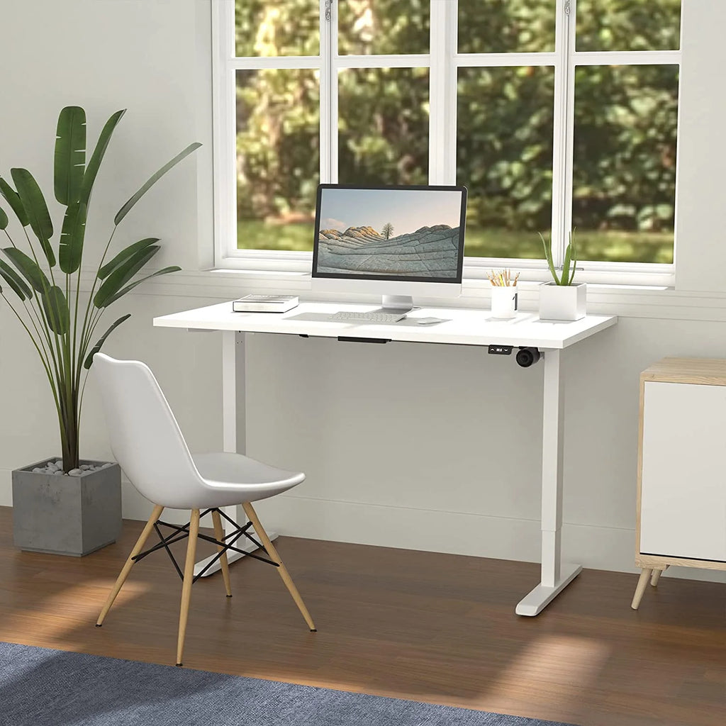 Electric Height Adjustable Desk with White Frame and White Top B503