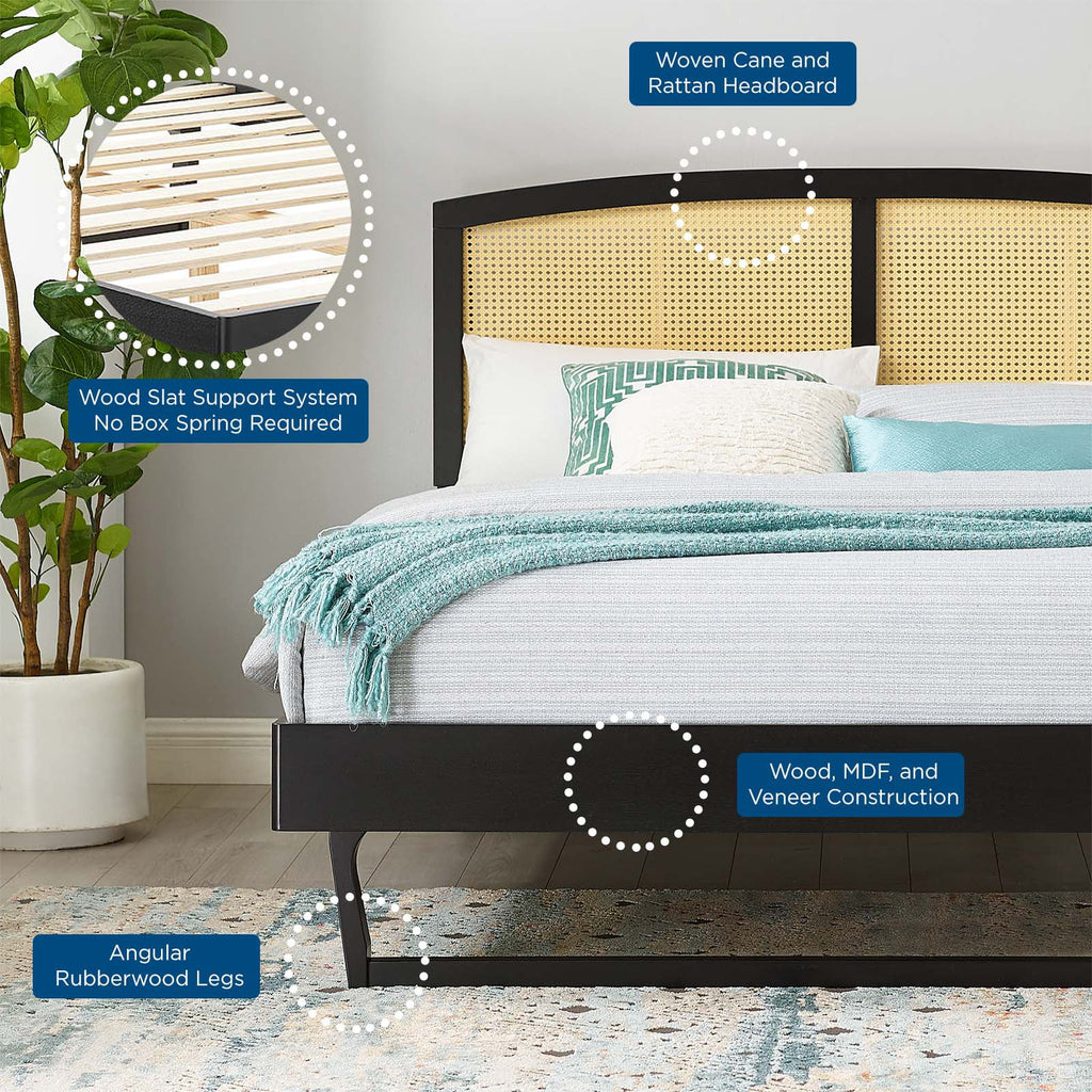 Black Wood Full Size Platform Bed Frame E454