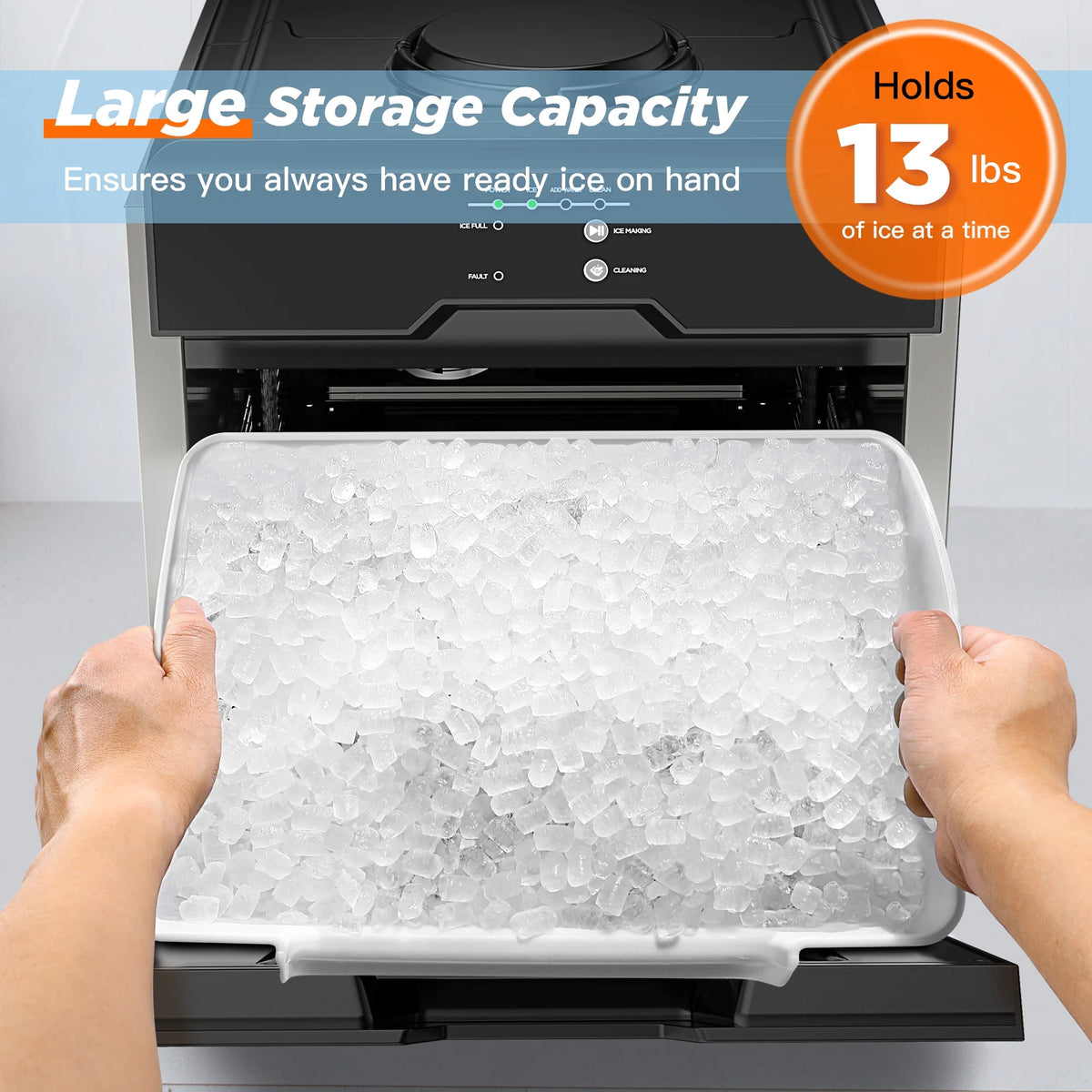 Nugget Ice Maker Countertop, 55lbs/24h, Self-Cleaning Pellet Ice Machine S7240