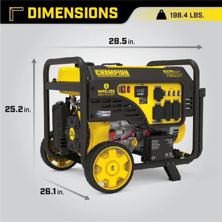 9375/7500-Watt Portable Generator with Wireless Remote Start J24160