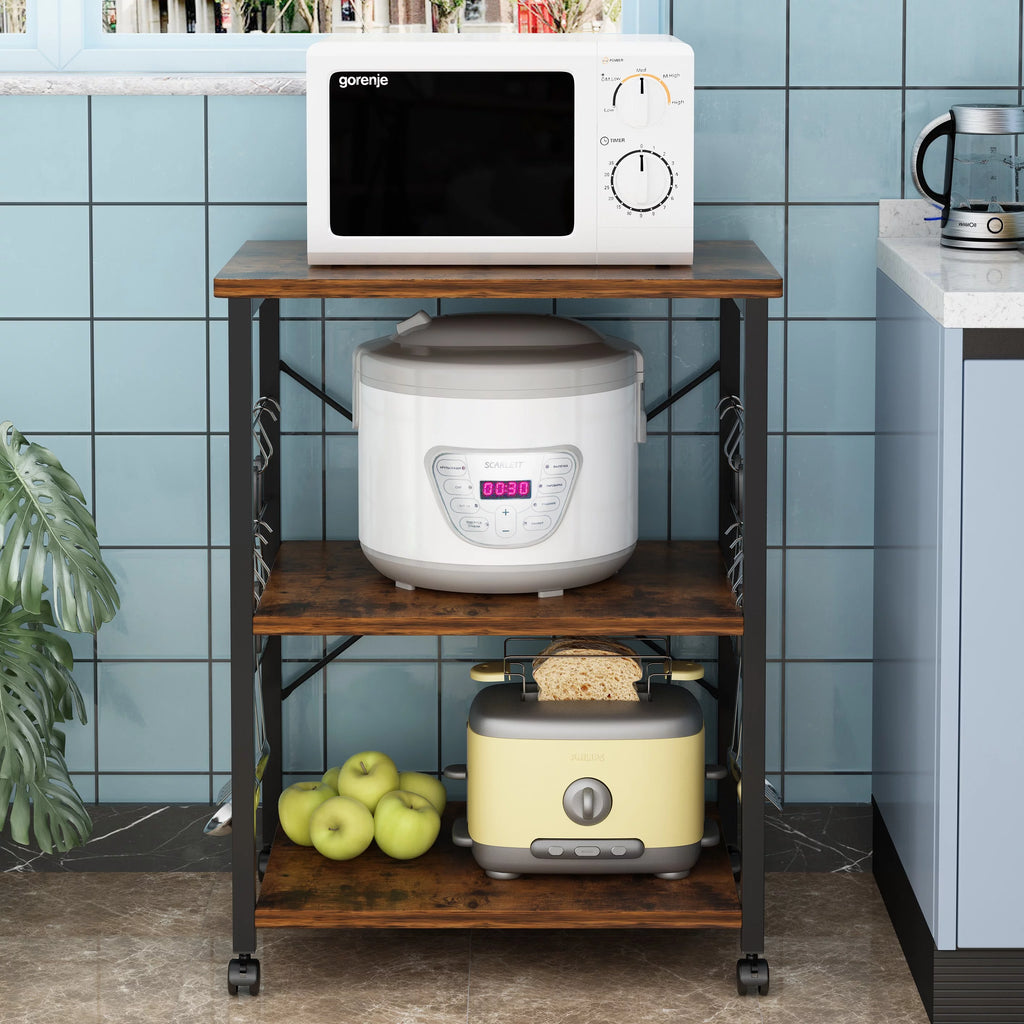 3-Tier Rolling Kitchen Cart with Metal Frame D119293