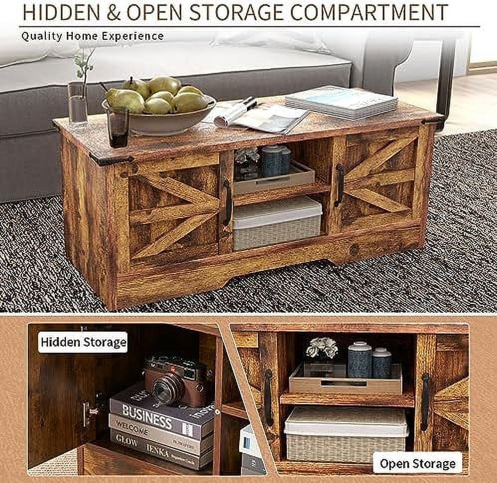 White Coffee Table with Barn Doors B261946