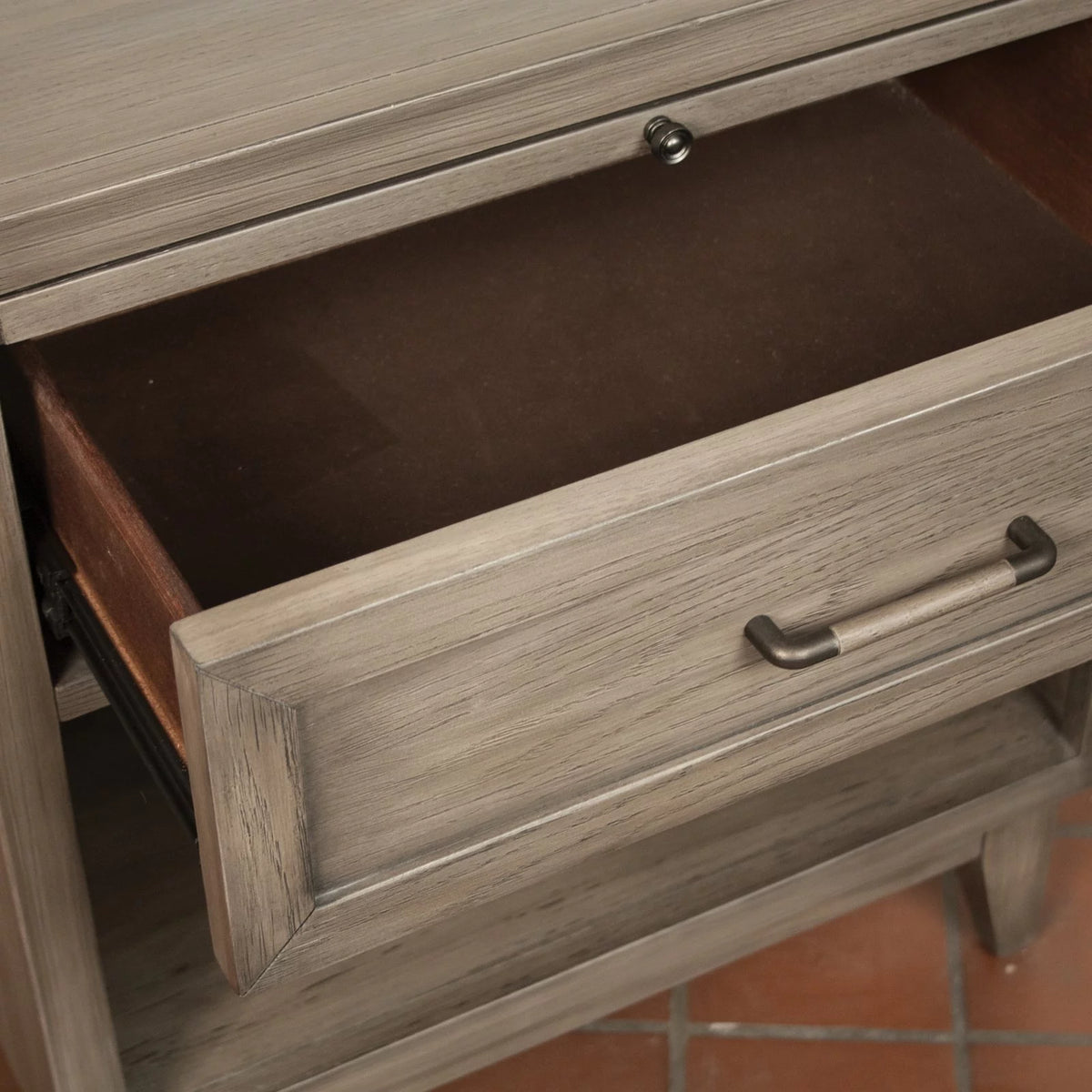 Gray Wash Wood One-Drawer Nightstand O7032
