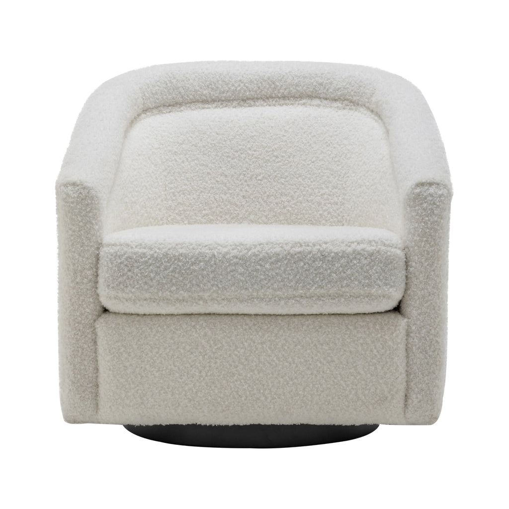Cream Faux Leather Velvet Swivel Chair A946066