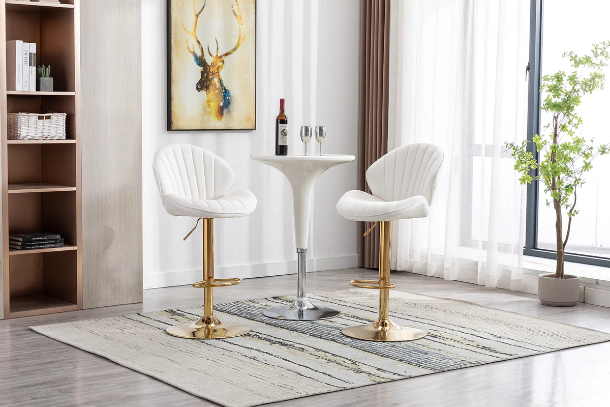 Velvet Upholstered Swivel Bar Stools Set of 2 C412824
