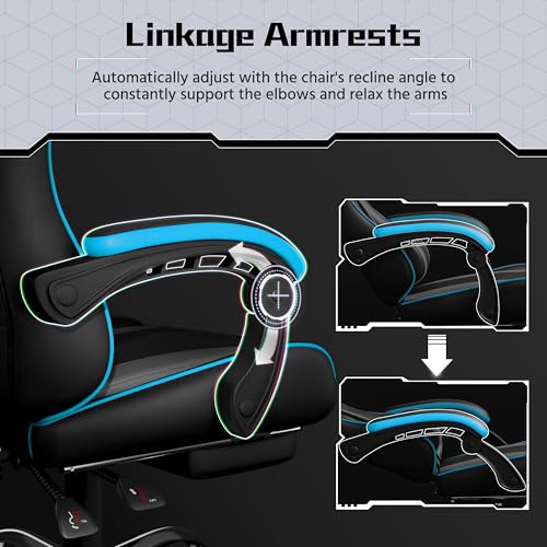 Black Gray Ergonomic Gaming Chair with Massage Lumbar Support and Footrest P1151