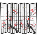 Black 6 Panel 6 Ft Tall Flower Blossom Room Divider Z7765