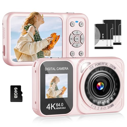 4K 64MP 18X Zoom Point and Shoot Digital Camera with 64GB TF Card K7612