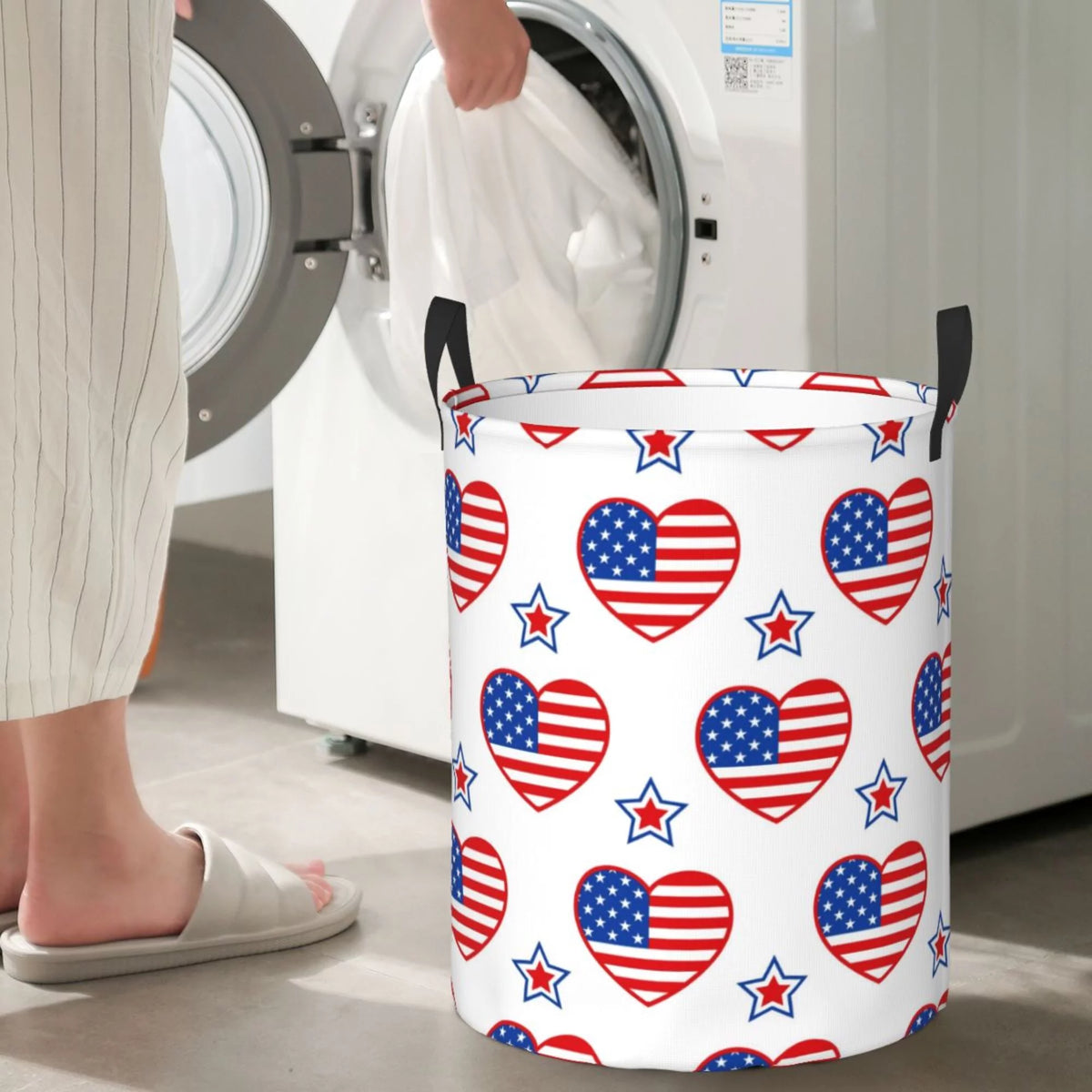 Round Waterproof Collapsible Laundry Basket U483446