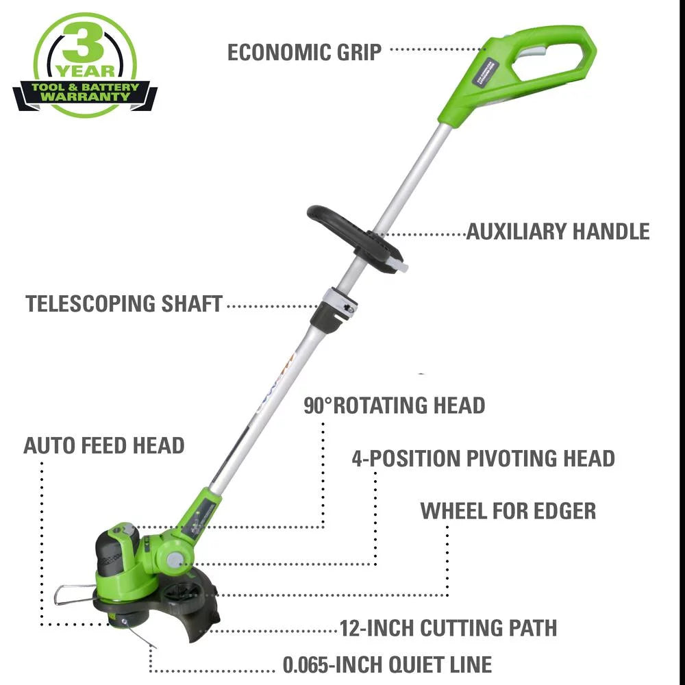 24V 12 Cordless String Trimmer/Edger with 2.0 Ah Battery & Charger W752890