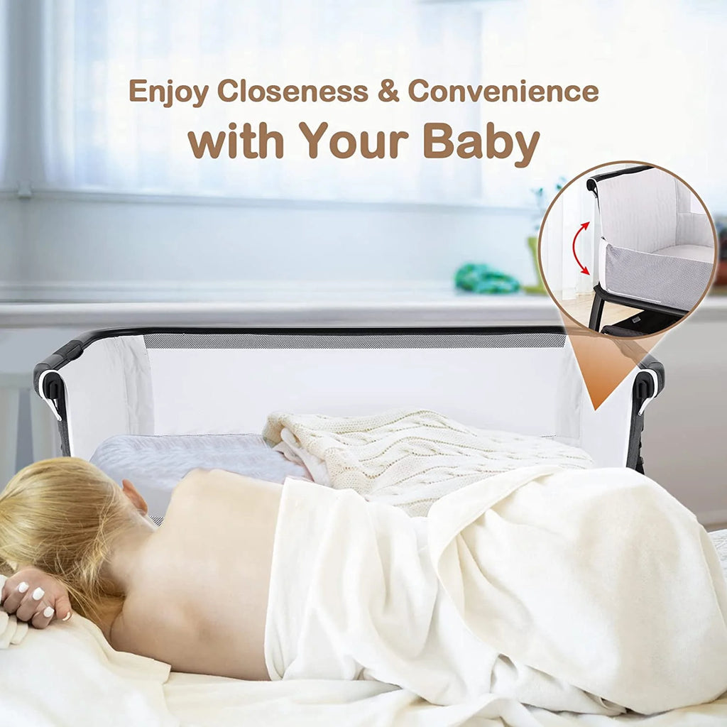 Baby Bassinet Bedside Sleeper Adjustable 7-Level Portable Bed Light Gray G4169