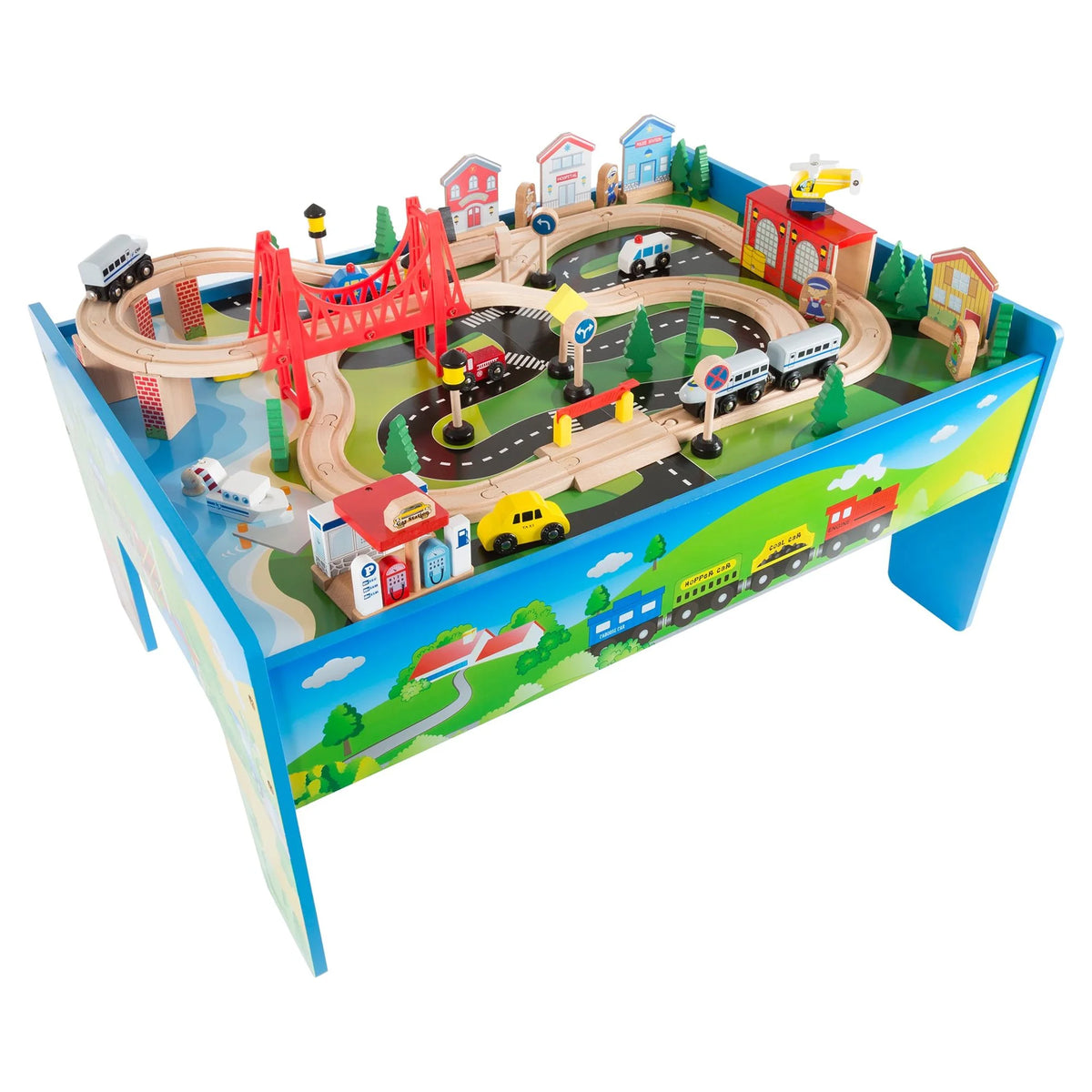 Wooden Train Set & Table with 75 Pieces L8249