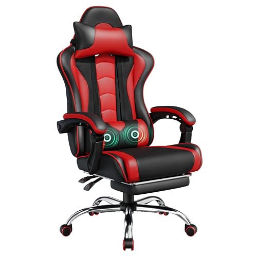 Black Gray Ergonomic Gaming Chair with Massage Lumbar Support and Footrest P1151