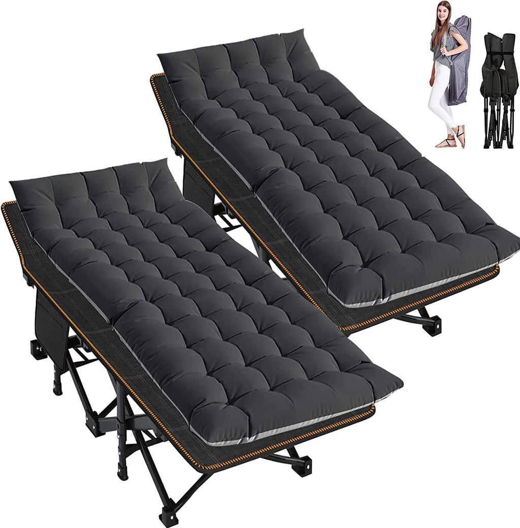 2 Pack Folding Camping Cot with Mattress and Carry Bag G4994