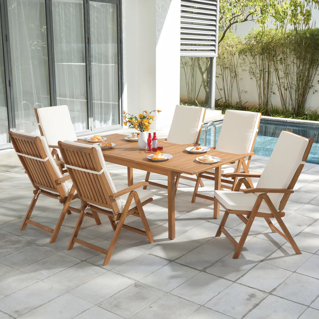 7 Piece Acacia Wood Patio Dining Set Y7688