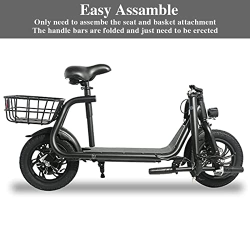 Electric Scooter with Seat and Basket, 850W Peak Motor, 25 Miles Range, 14" Tire Q194