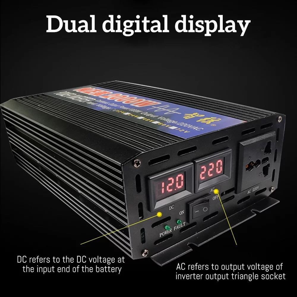 2000 Watts Pure Sine Wave Power Inverter DC 12V to AC 110V with LED Display G8836