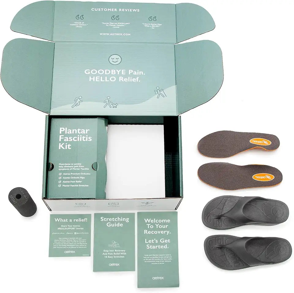 Men's Orthopedic Flips, Insoles, Foot Roller with Stretching Guide N646