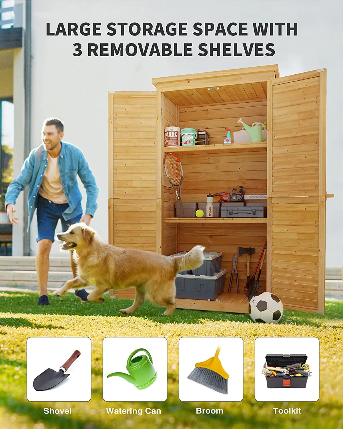 Outdoor Storage Cabinet with Asphalt Roof Q5430