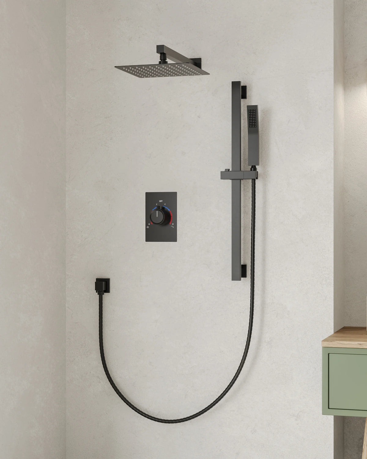 Matte Black 10 in. Shower Faucet Set with Handheld Slide Bar Y900198