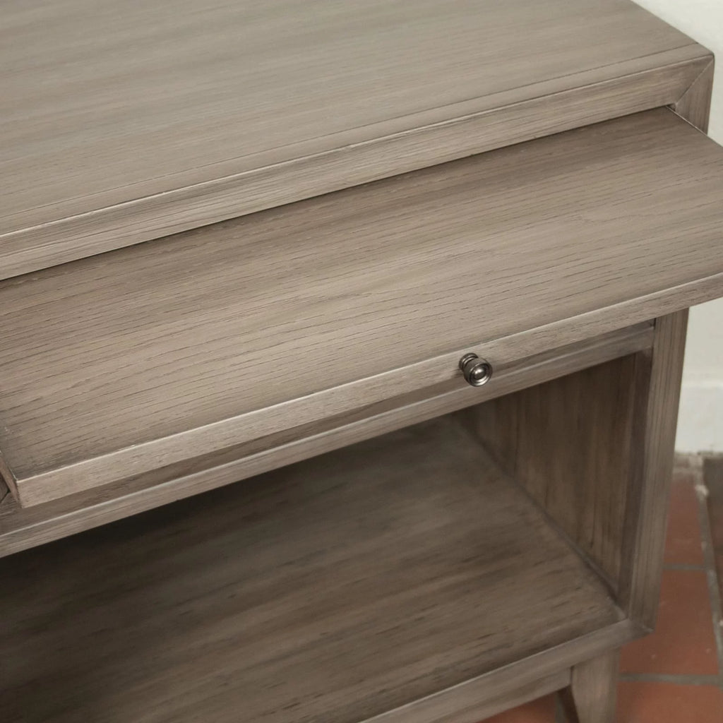 Gray Wash Wood One-Drawer Nightstand O7032