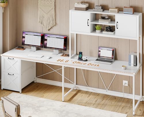 Black L Shaped Computer Desk with Fabric Drawers and Power Outlet Y38168