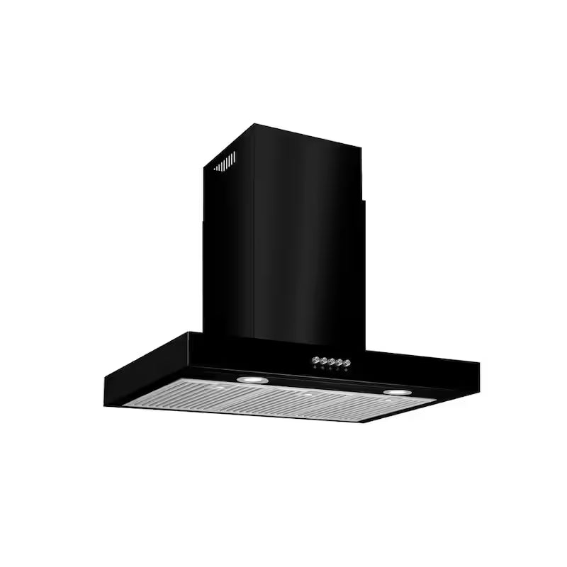 30 in. 350CFM Convertible T-Shape Wall Mount Range Hood in Black with Charcoal Filters and LED Lighting R994