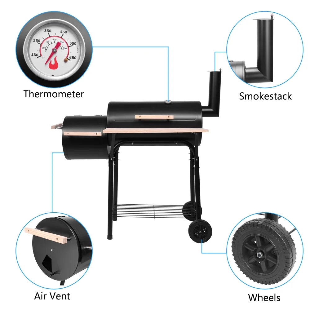 Portable Charcoal Grill and Offset Smoker S16002