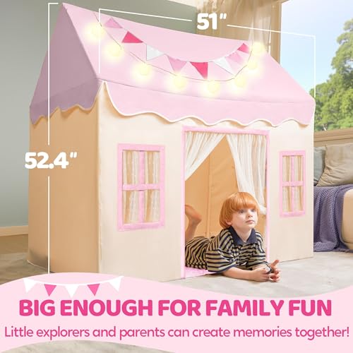 Play Tent with Blanket, LED Lights & Flags, 51*35*52 Inch G468