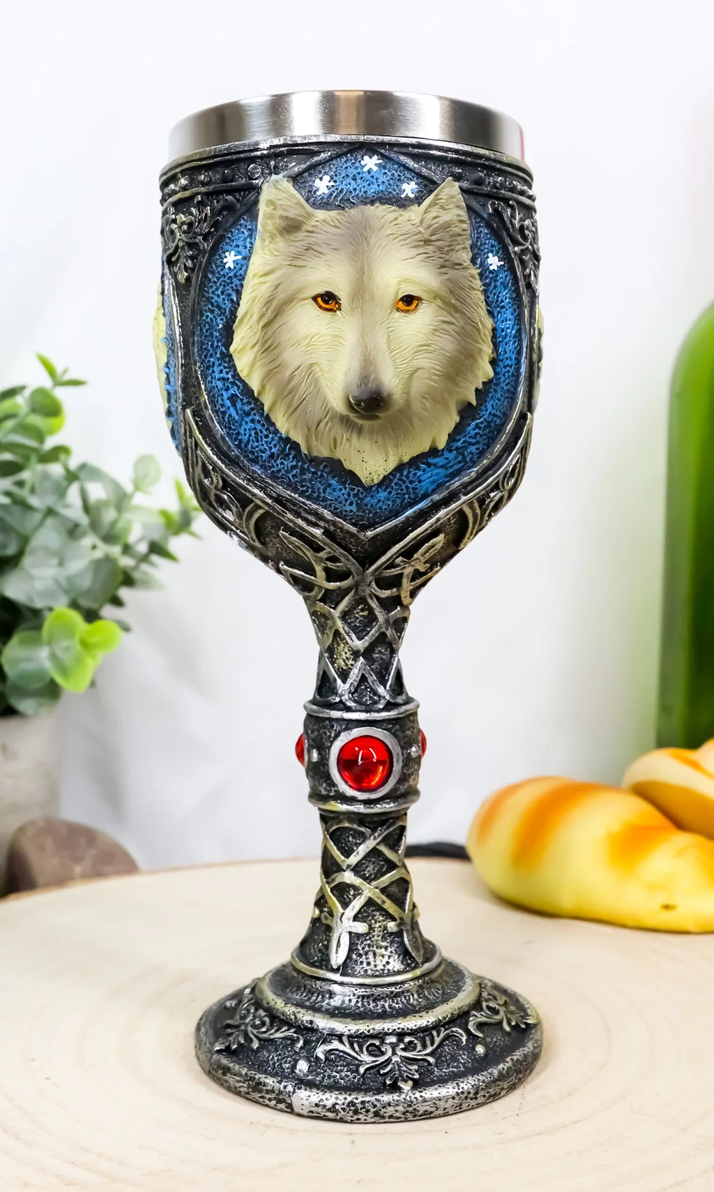 Gray Wolf Celtic Tribal Wine Chalice Goblet Cup W879