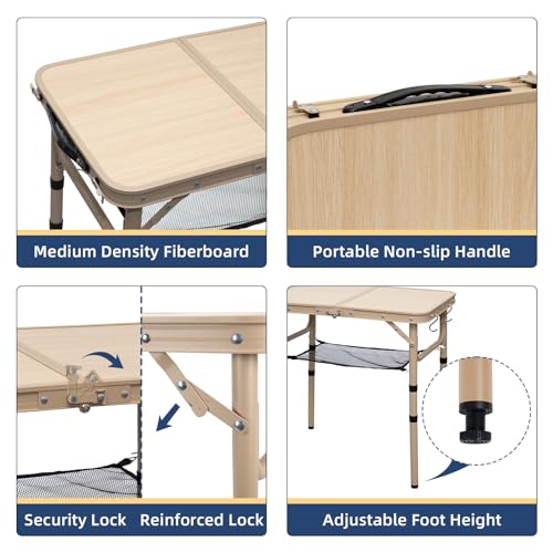 2FT Lightweight Portable Aluminum Folding Table J331770